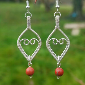 Boucles d'oreilles "cœurs" en jaspe rouge