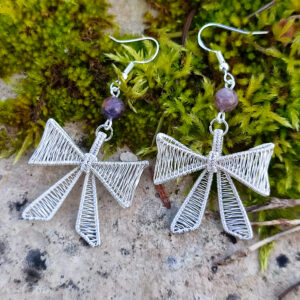 Boucles d'oreilles "nœuds" iolite/pierre de soleil