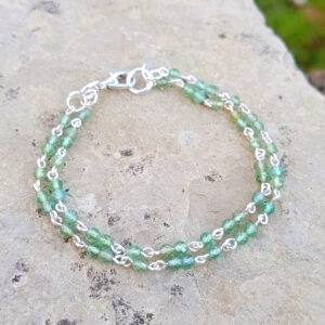 Bracelet double rang en apatite verte