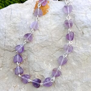 Bracelet chaîne en améthyste "coeur"