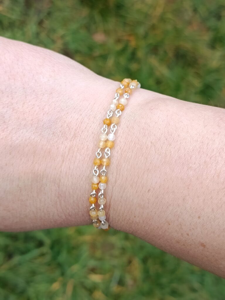 Bracelet double rang en aventurine jaune