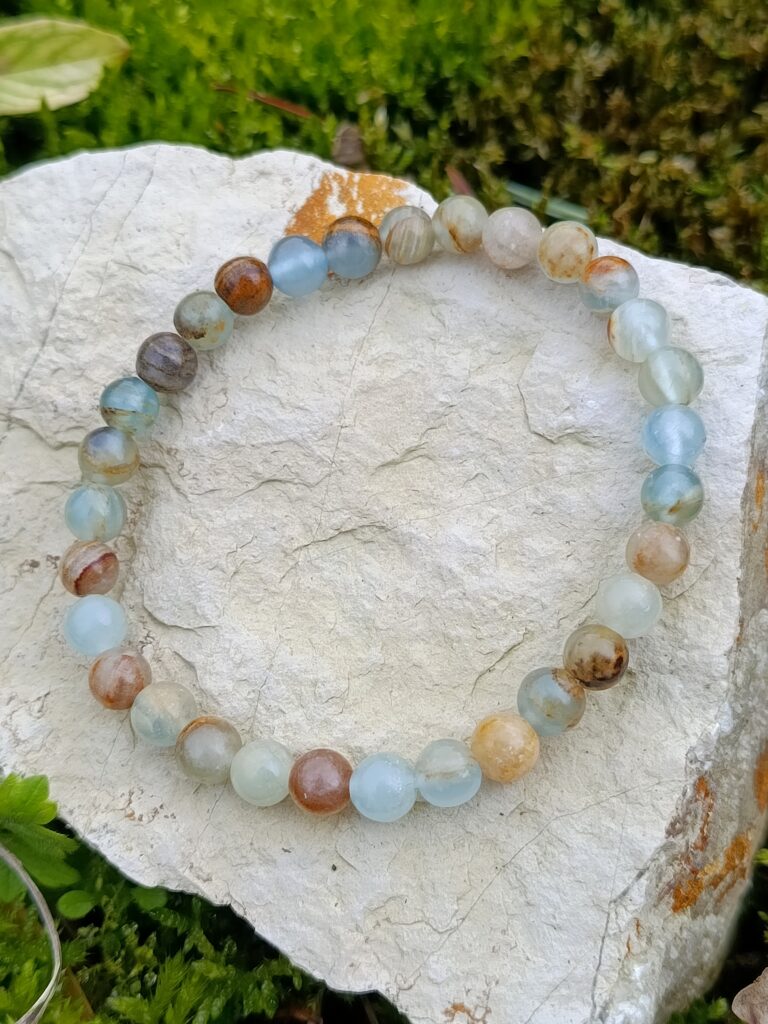 Bracelet en calcite bleue et aragonite