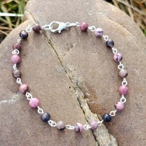 Bracelet chaîne en rhodonite