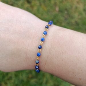 Bracelet chaîne en lapis lazuli facetté