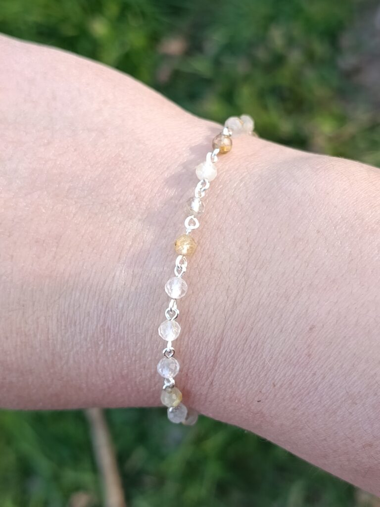 Bracelet chaine en quartz rutile