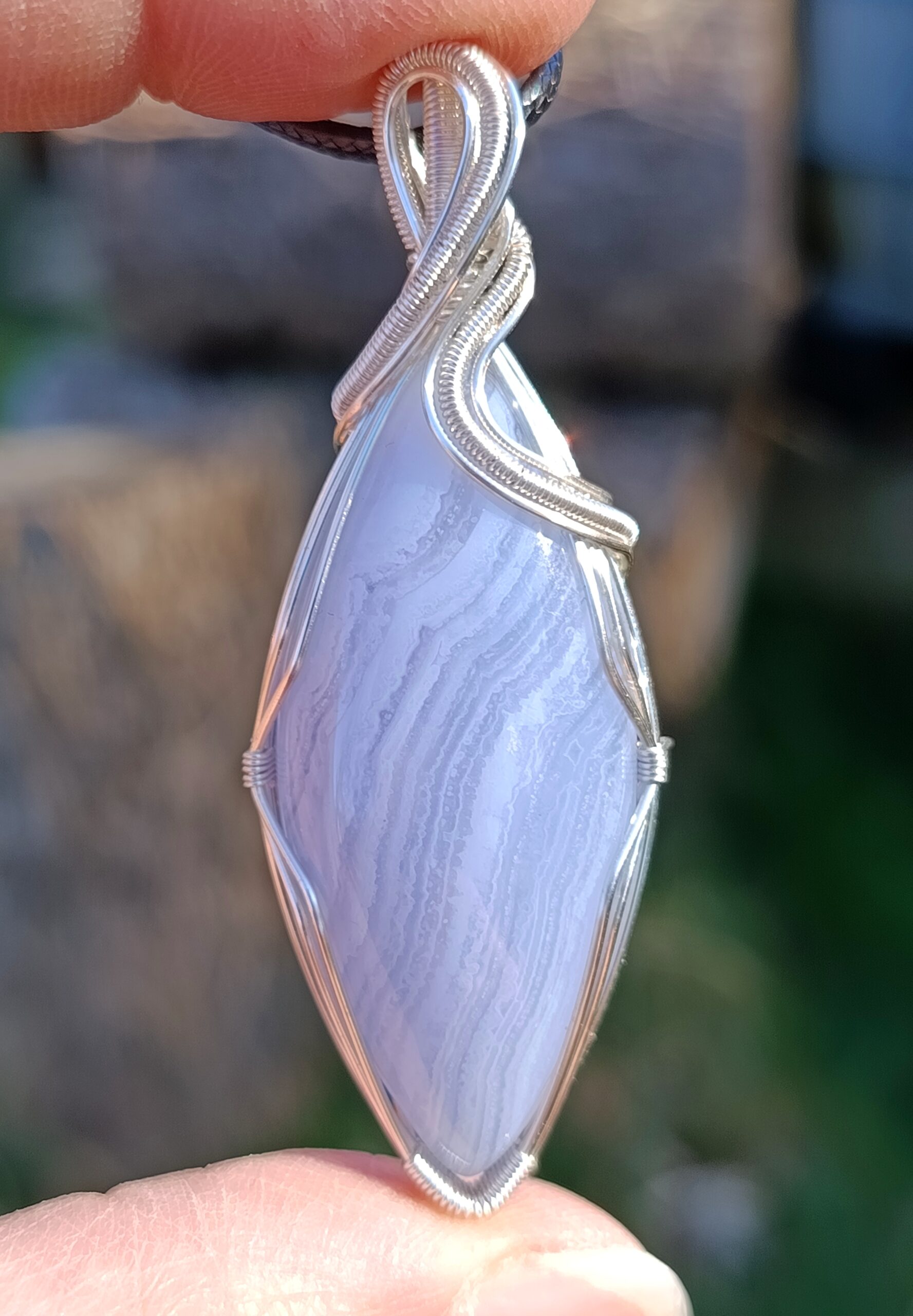 Pendentif en agate blue lace