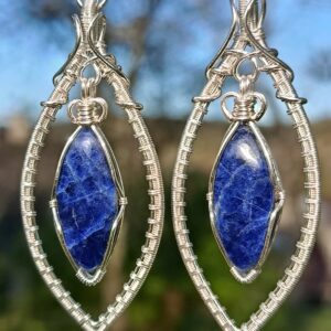 Boucles d'oreilles "flottantes" en sodalite