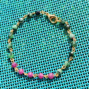 Bracelet chaîne en rubis zoïsite