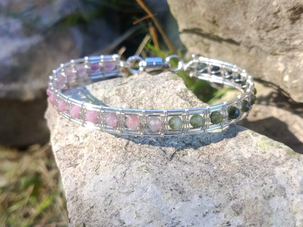 Bracelet tissé en tourmaline multicolore