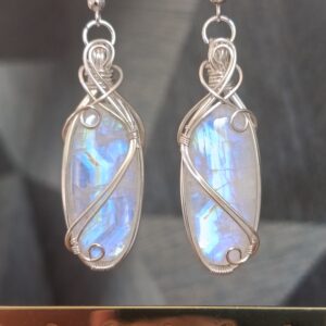 Boucles d'oreilles en pierre de lune (péristérite)