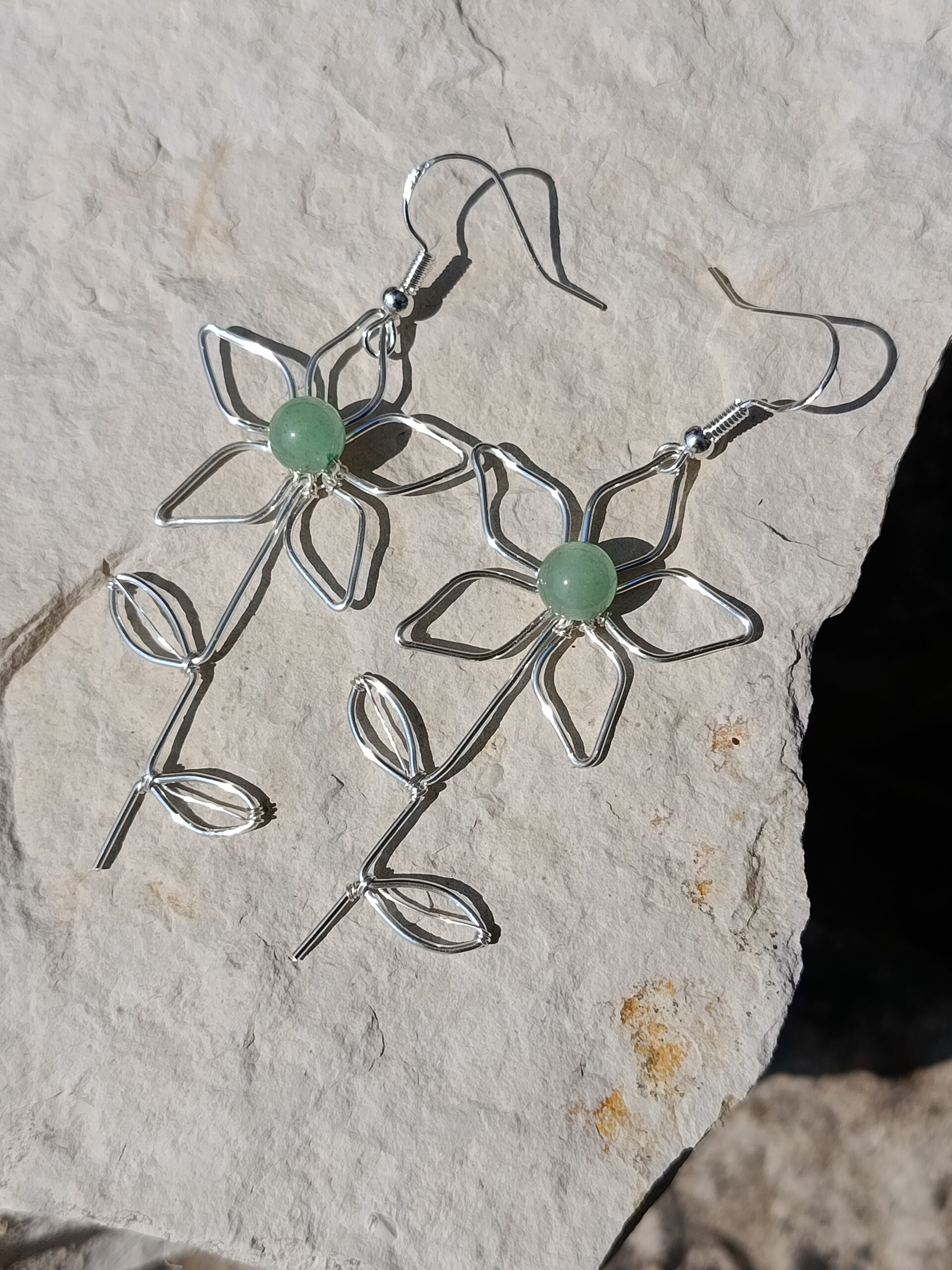 Boucles d'oreilles "fleurs" en aventurine – Image 4