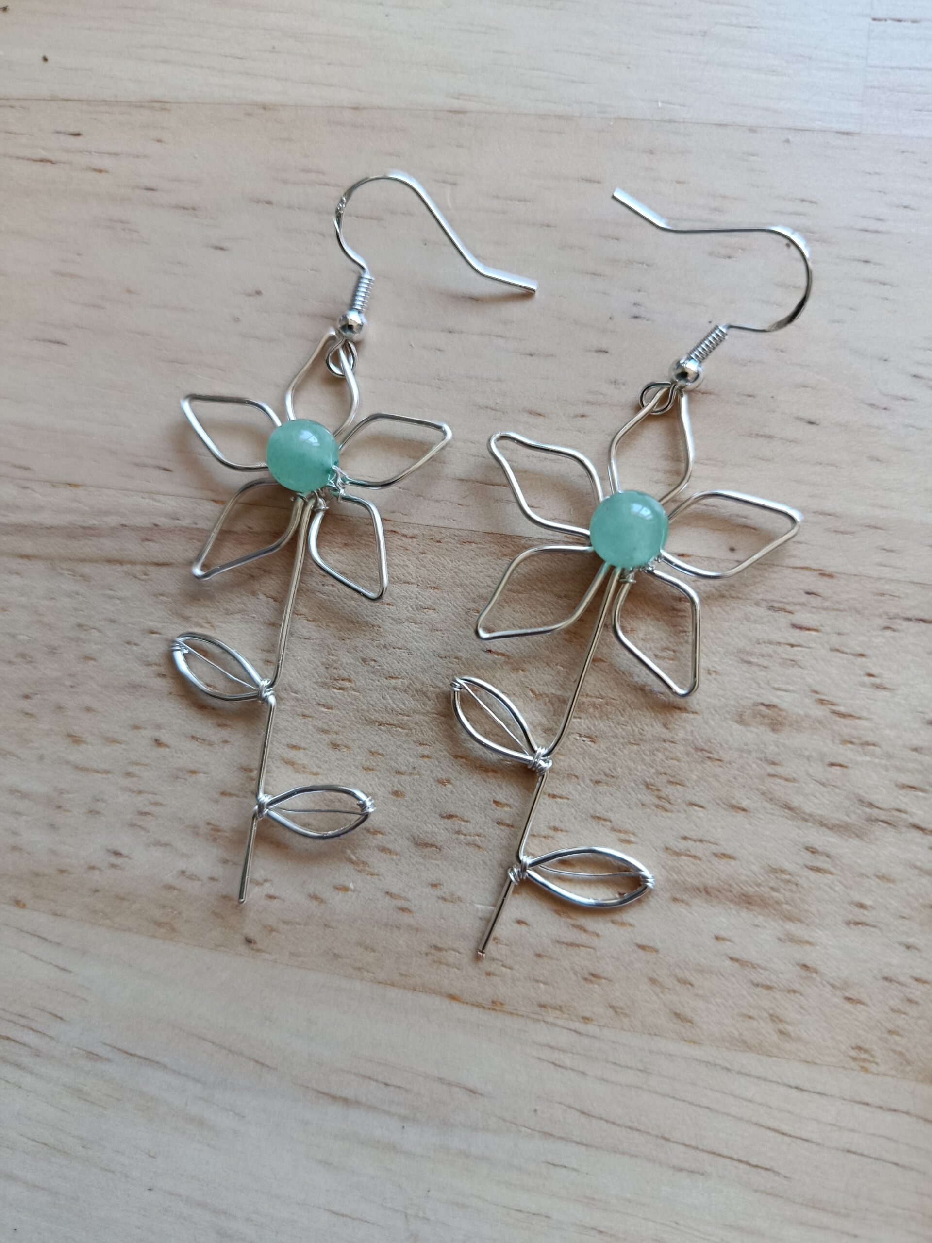 Boucles d'oreilles "fleurs" en aventurine – Image 2