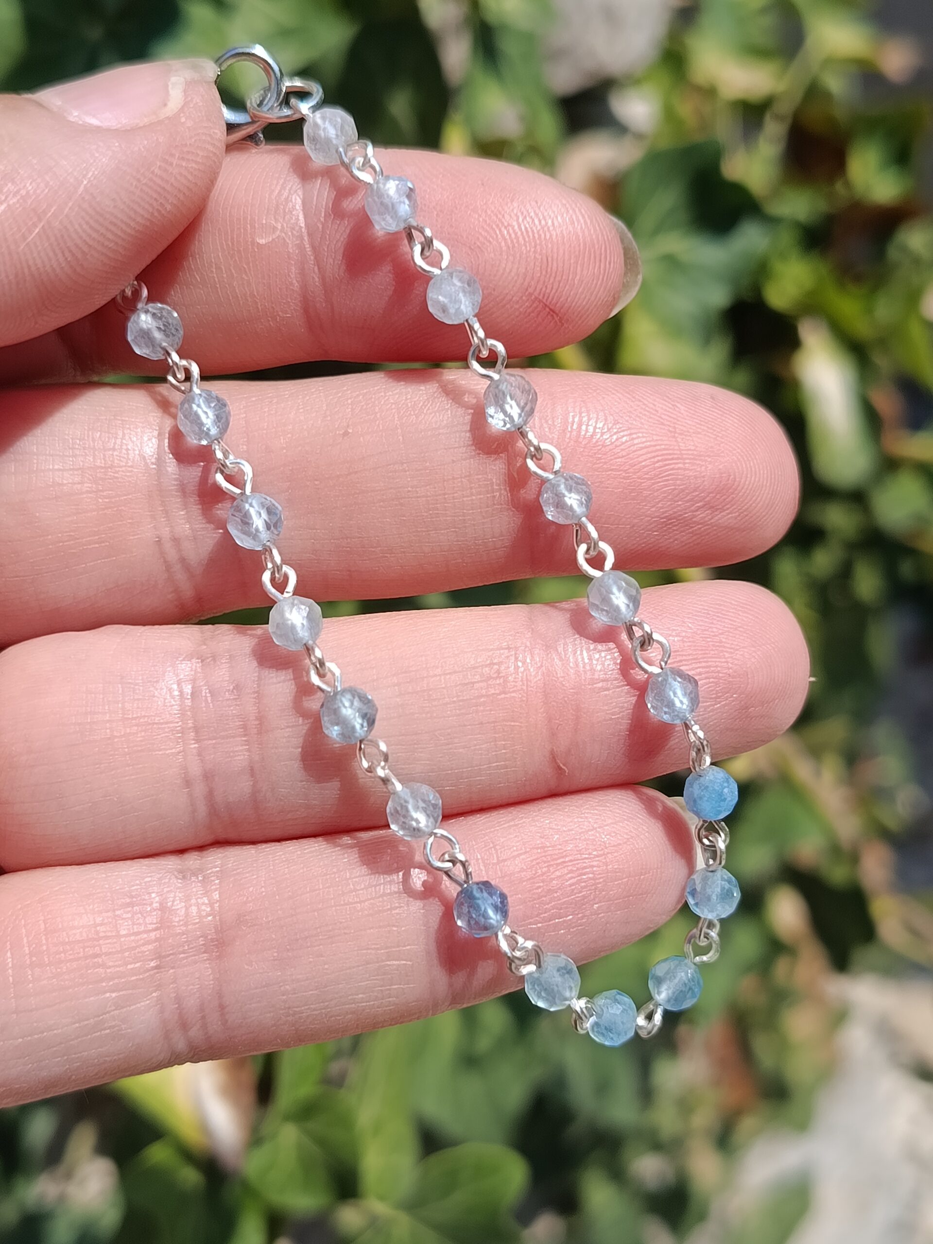 Bracelet chaine en aigue marine – Image 3