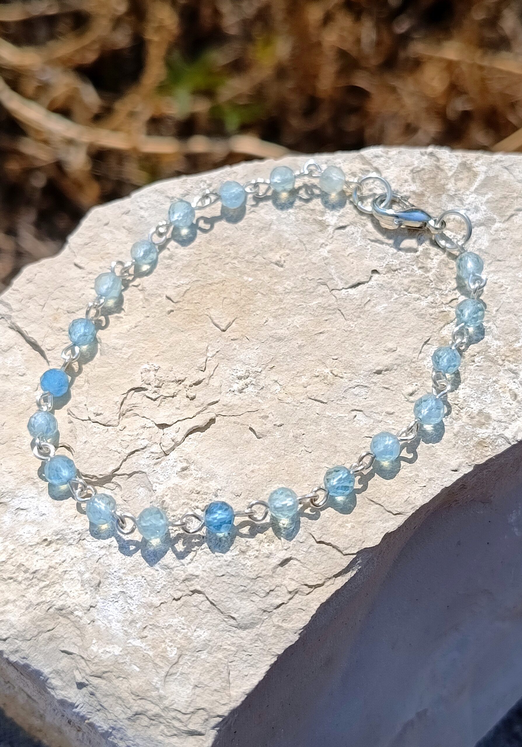 Bracelet chaine en aigue marine