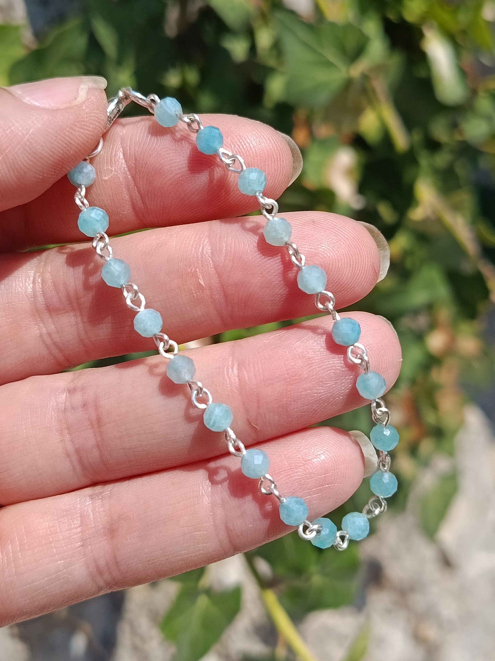 Bracelet chaine en amazonite facettée – Image 3