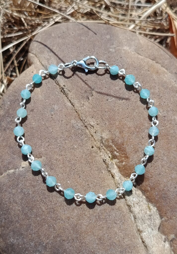 Bracelet chaine en amazonite facettée