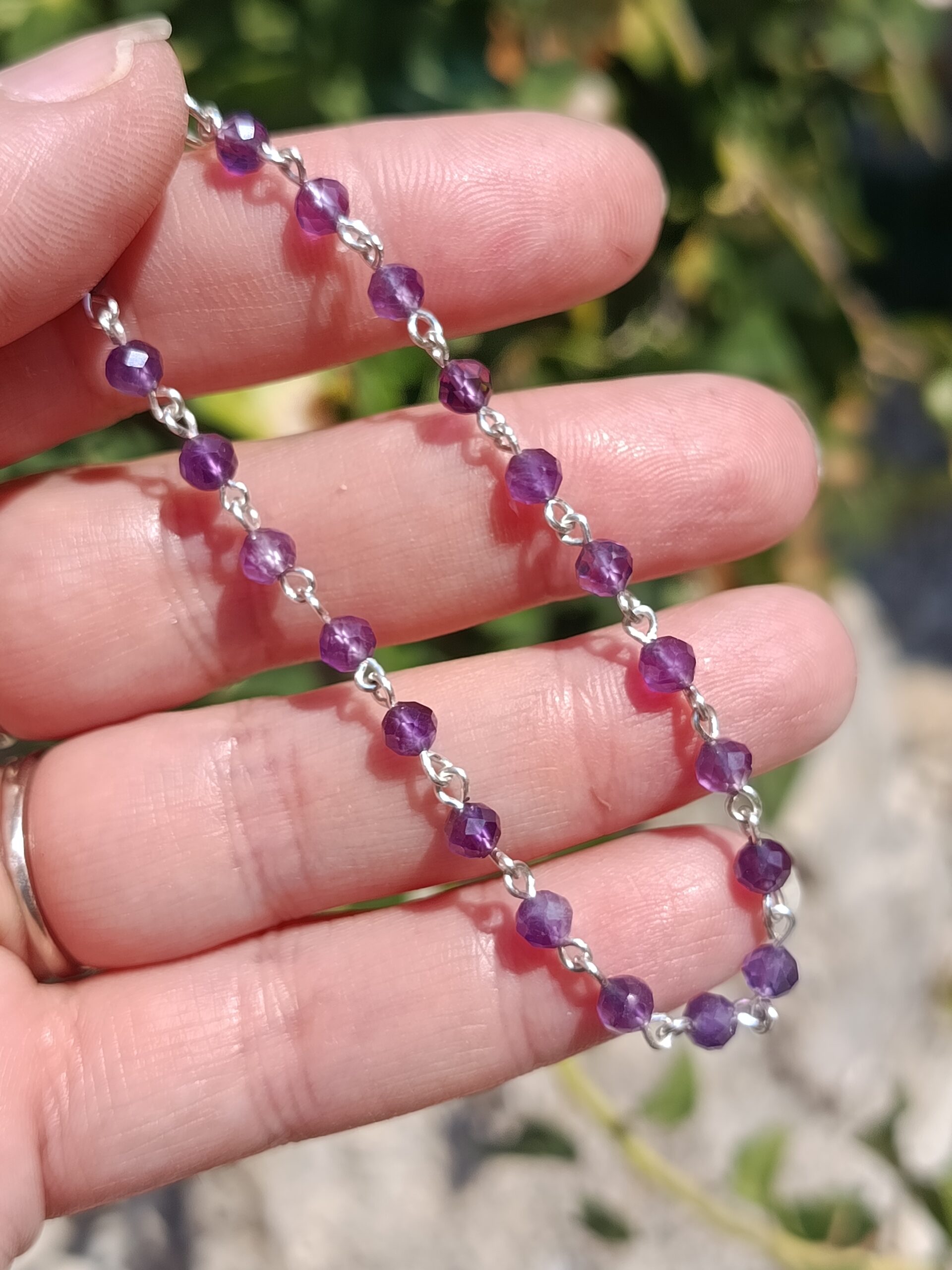 Bracelet chaine en améthyste facettée – Image 3