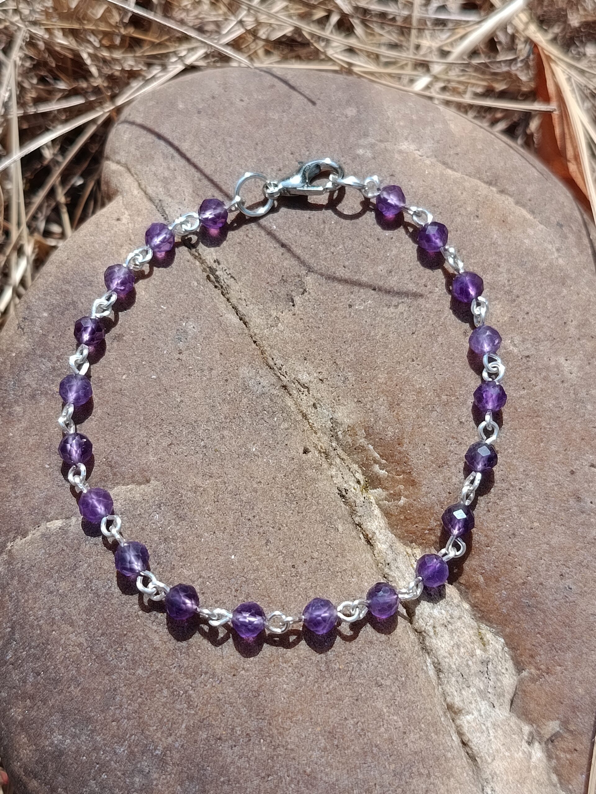 Bracelet chaine en améthyste facettée – Image 2