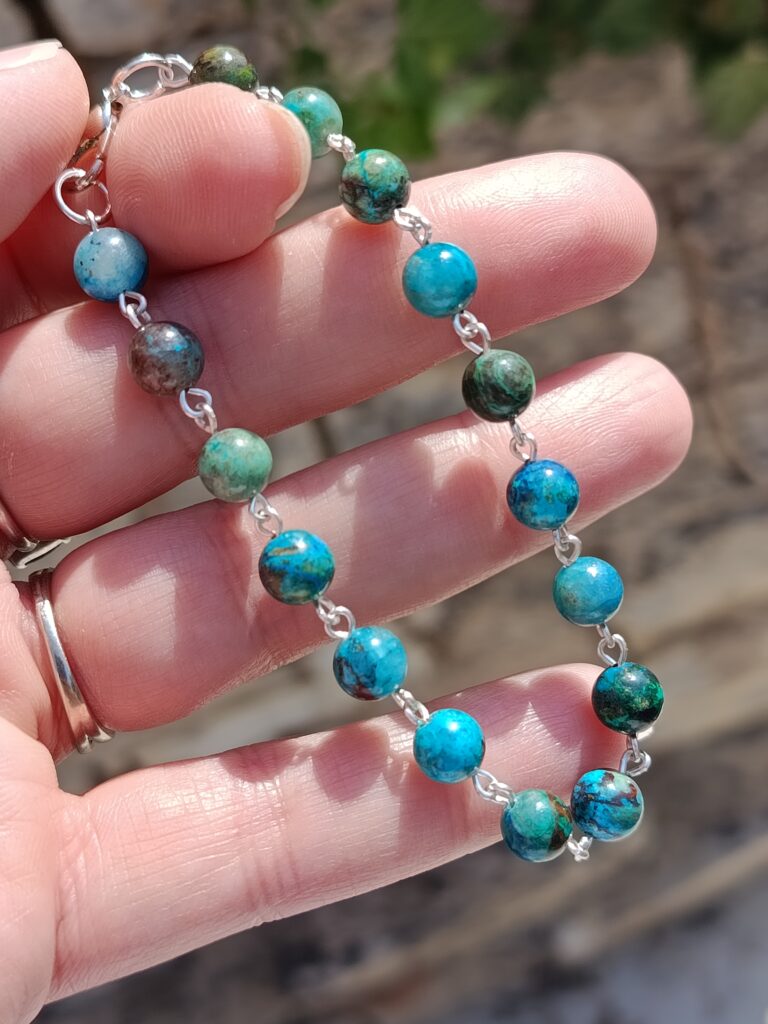 Bracelet chaîne en chrysocolle