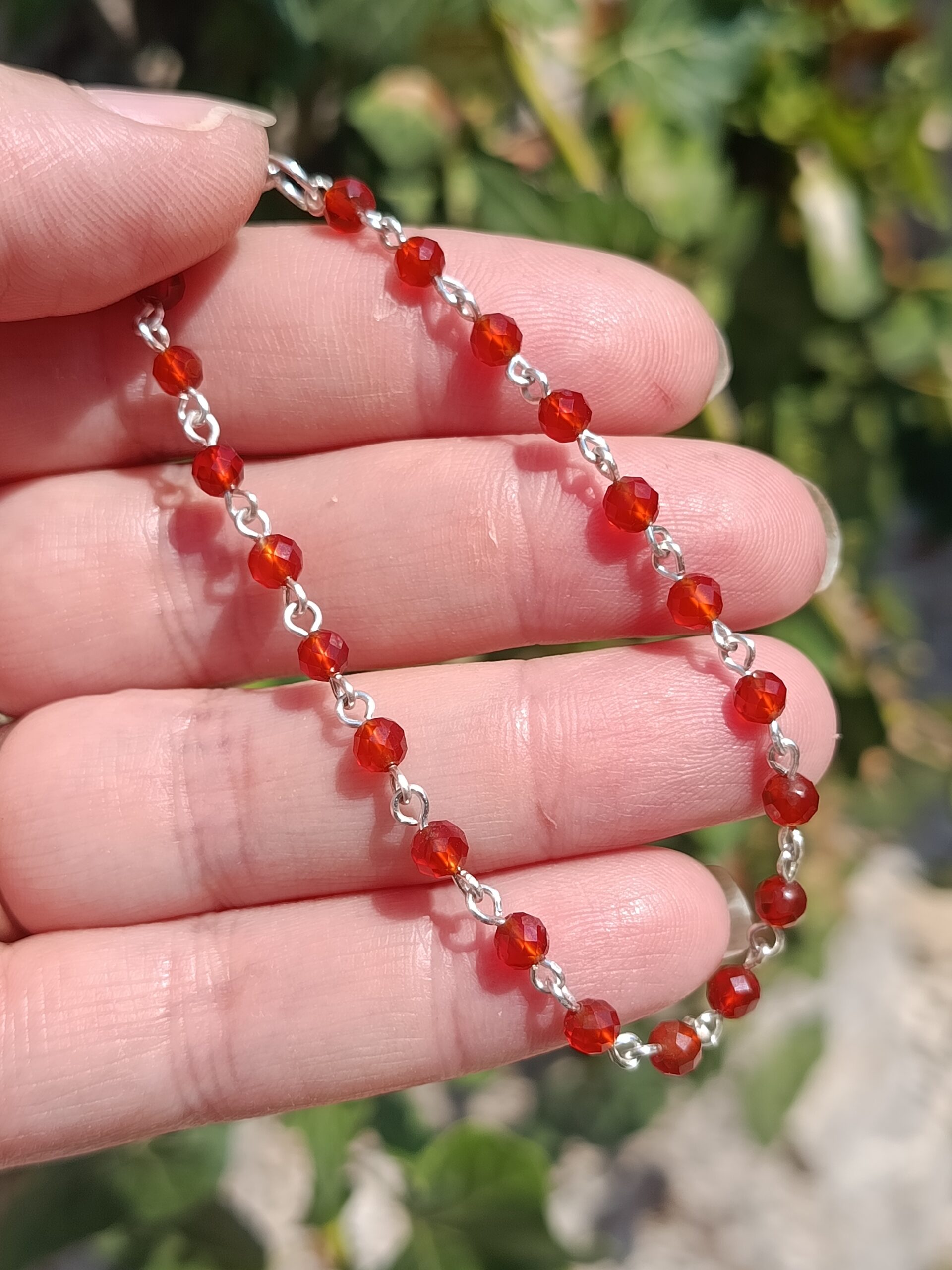 Bracelet chaine en cornaline facettée – Image 2