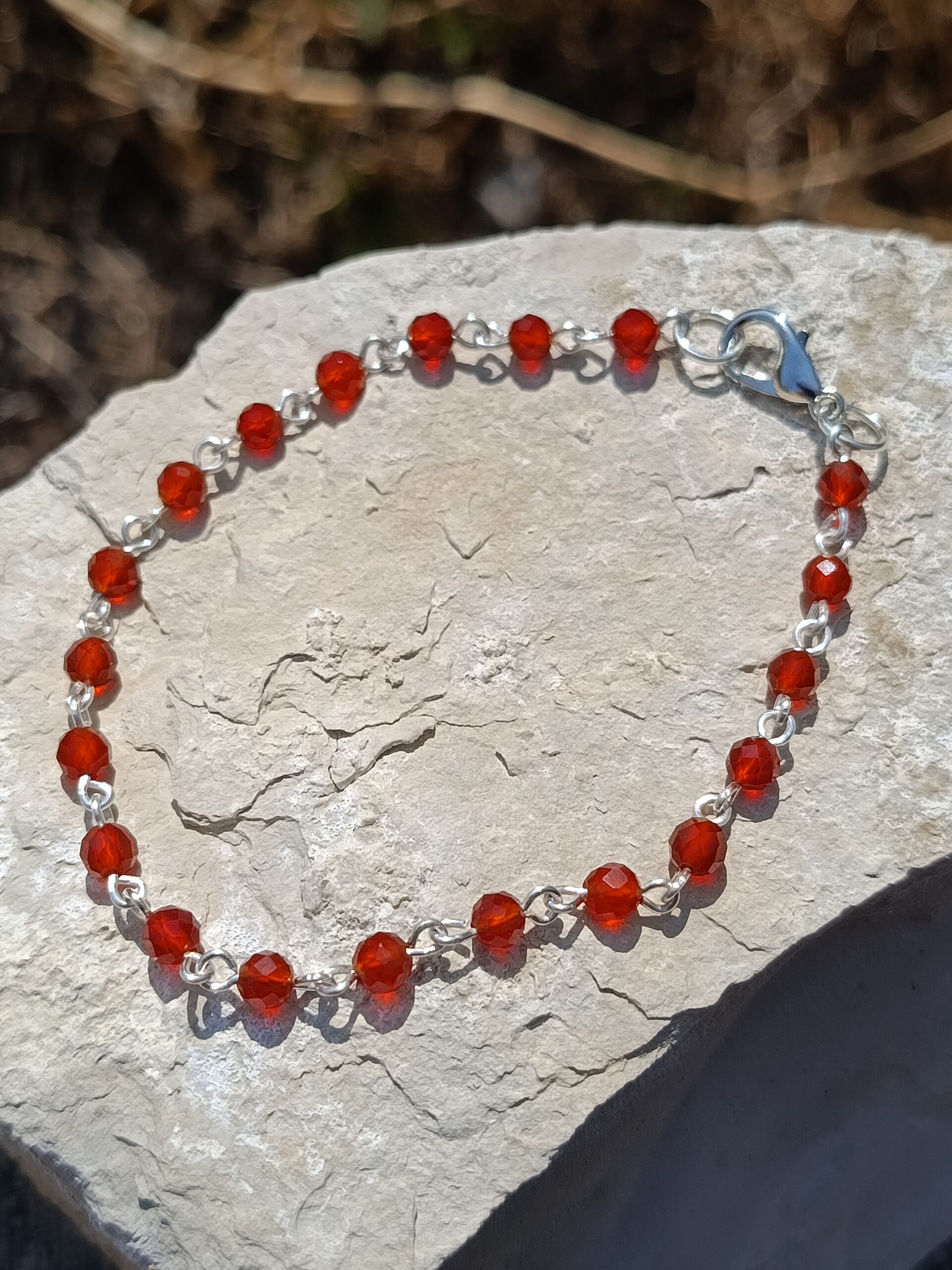 Bracelet chaine en cornaline facettée – Image 3