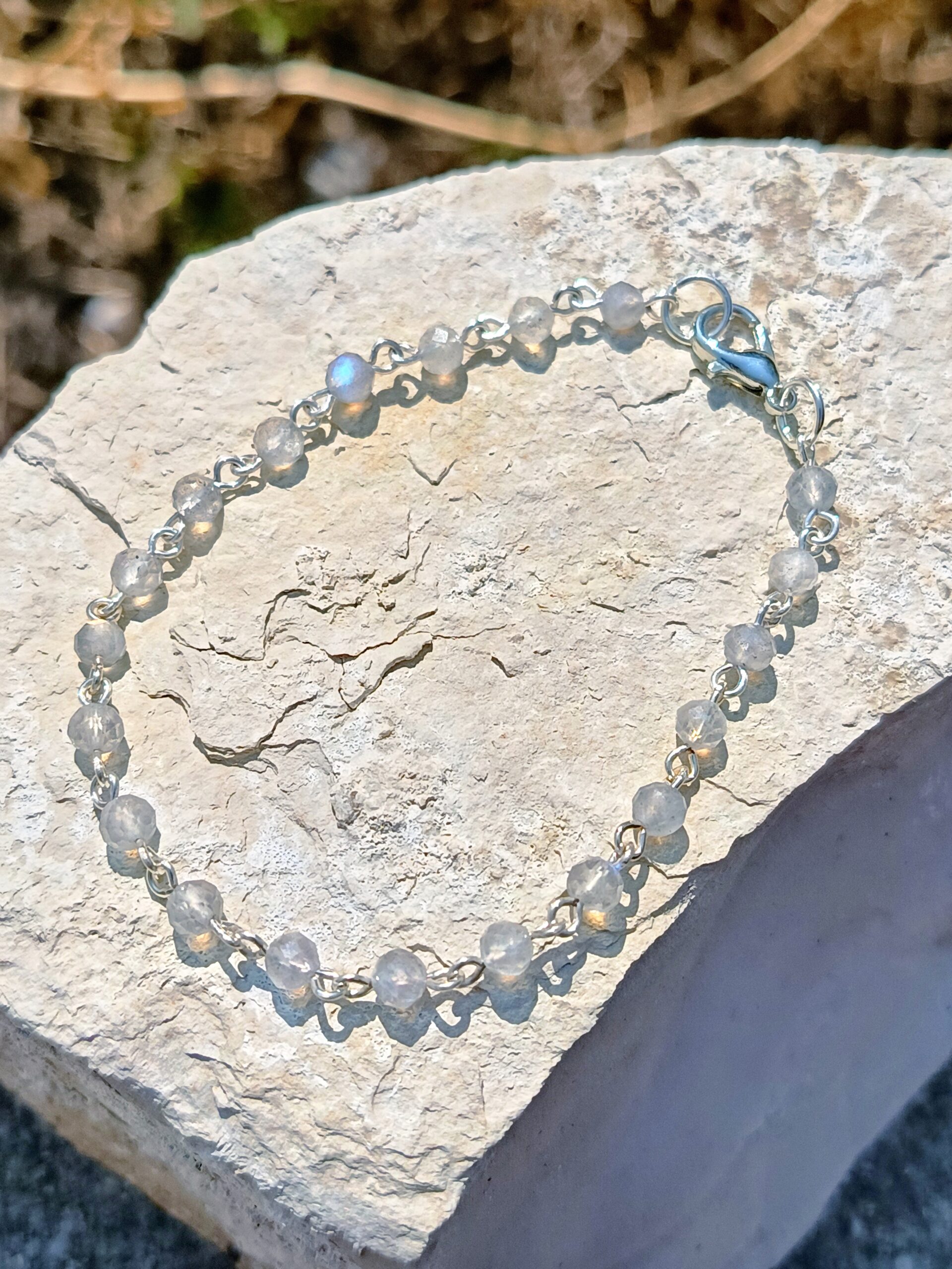 Bracelet chaine en labradorite facettée – Image 3
