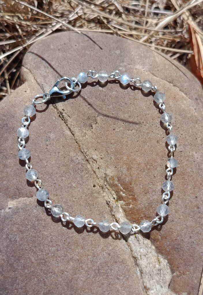 Bracelet chaine en labradorite facettée