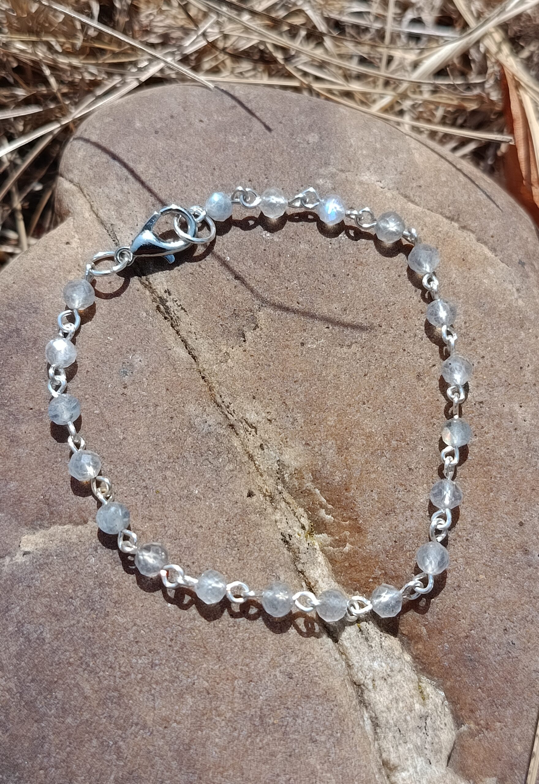 Bracelet chaine en labradorite facettée