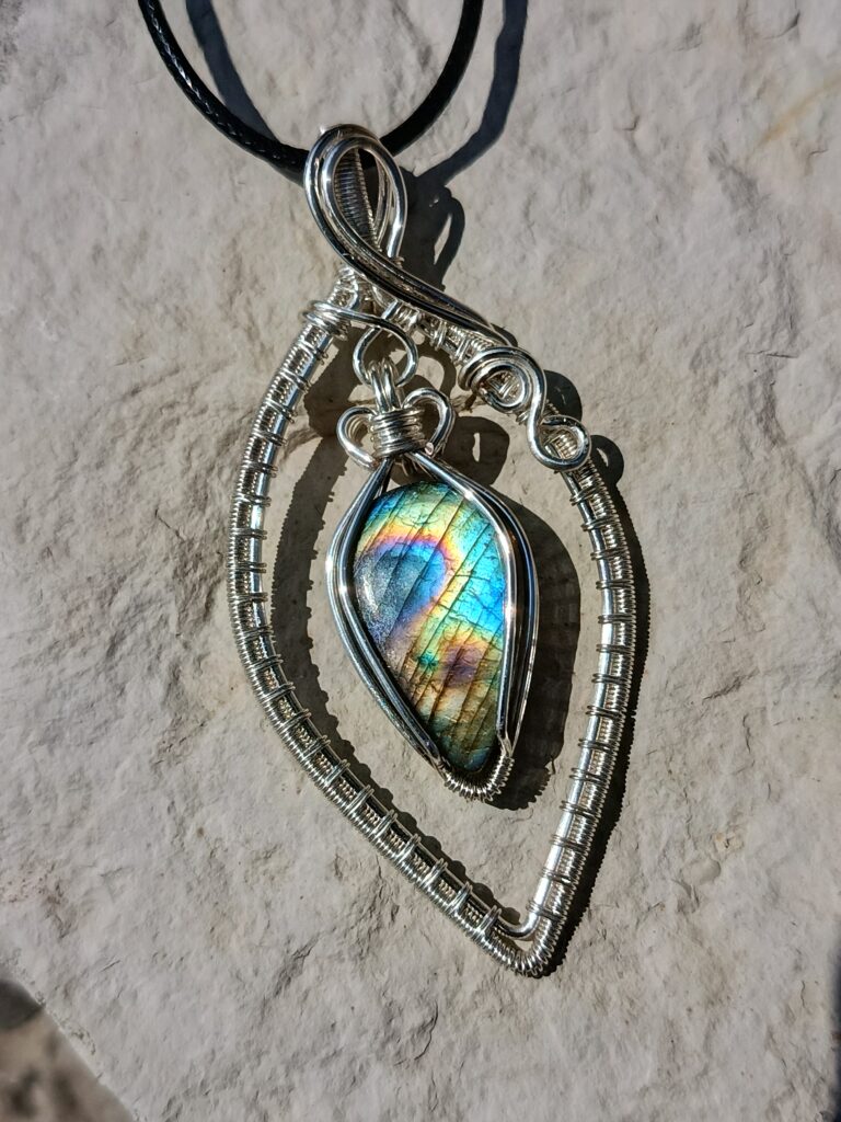 Pendentif flottant en labradorite